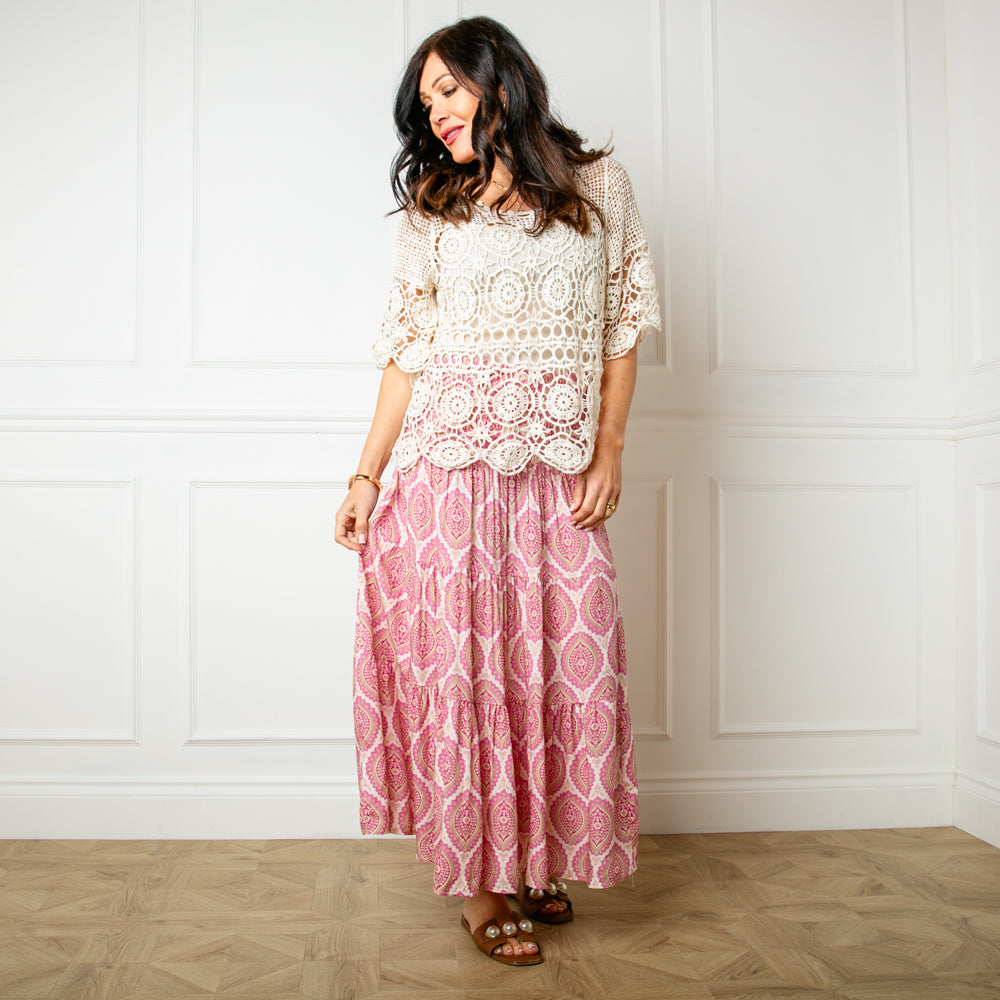 Flora Stamp Tiered Skirt